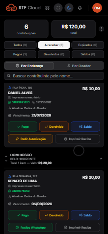App do mensageiro STF Cloud com a bolsa de contribuições